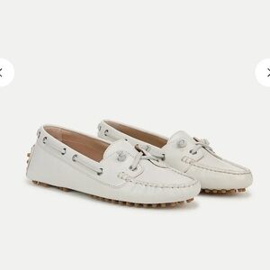 Women's Jia White Leather Boating Loafers Size 7,5